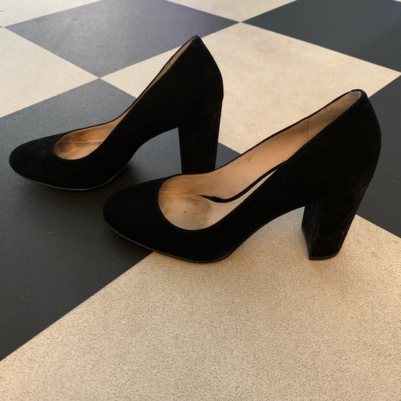 Louise Et Cie Jianna Black Suede Stacked Heels - Picture 3 of 4